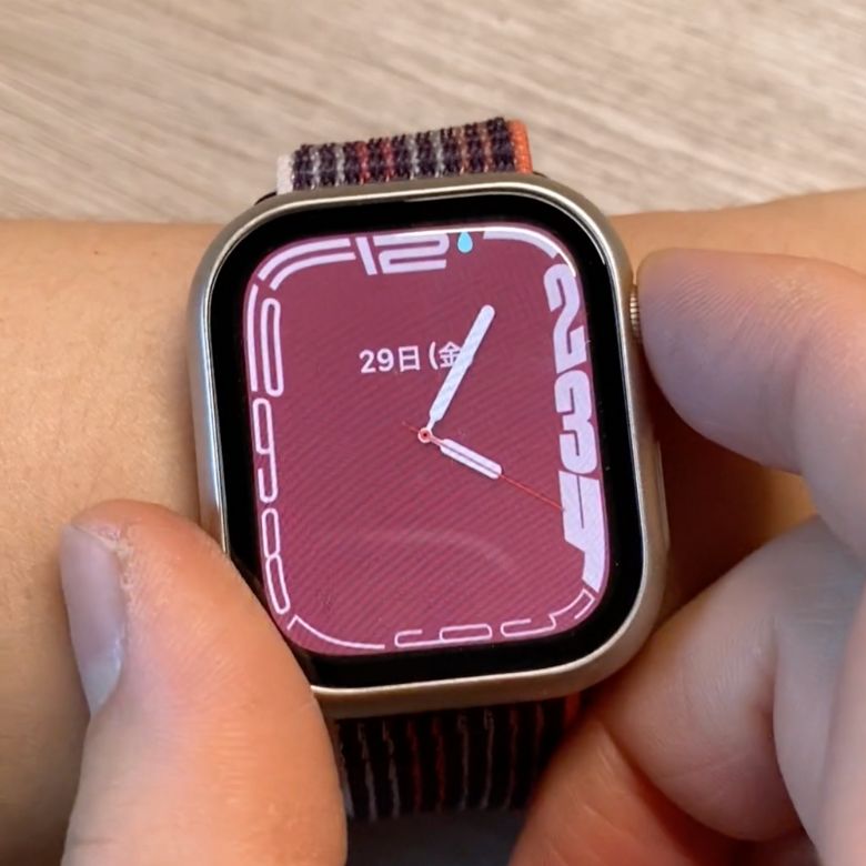 防水ロックをオンにしたApple Watchのディスプレイ