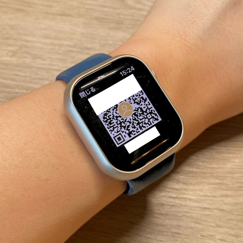 PayPayの受け取り用マイコードを表示したApple Watch