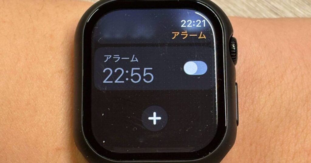 Apple Watchのアラームの設定、新規作成ボタンをタップ