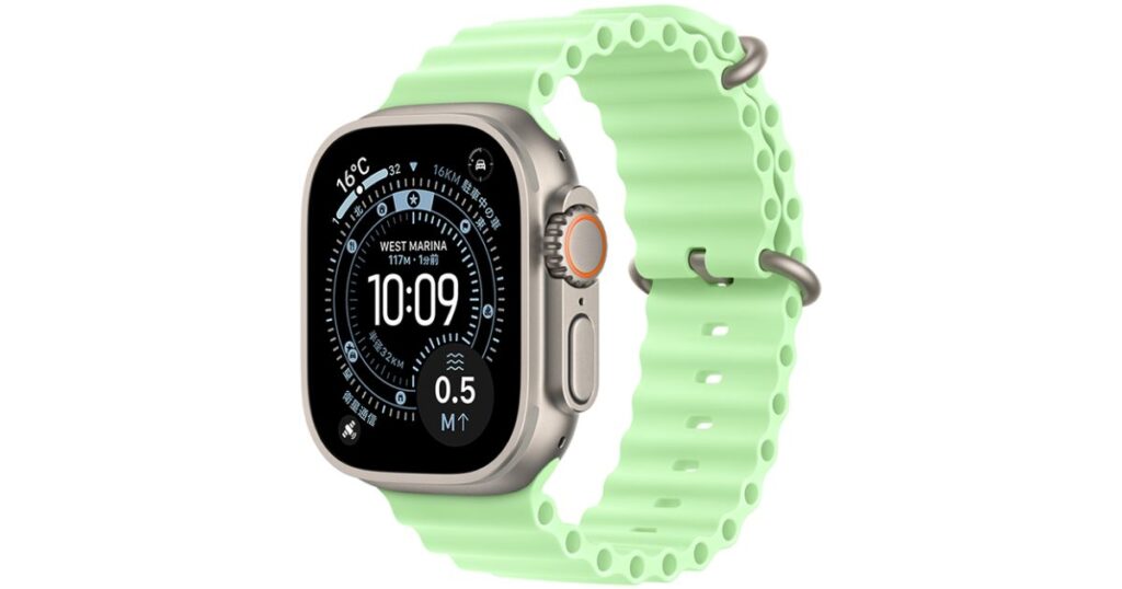 Apple Watch Ultra 3（ナチュラル・オーシャンバンド、ネオグリーン）